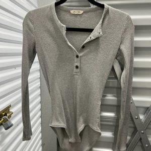 Madewell Grey Long-Sleeve Henley/Bodysuit